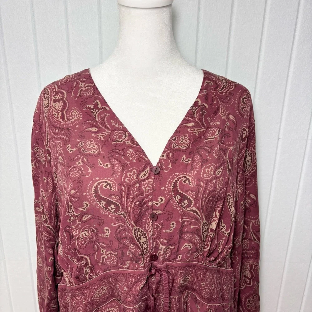 Venezia Long Sleeve Relaxed Tunic Blouse 100%‎ silk  size 18/20